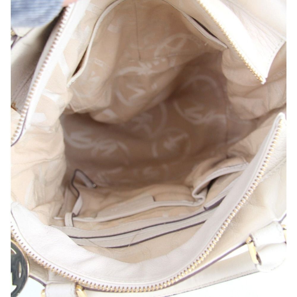 Michael Kors BEIGE GENUINE LEATHER LRG X-BODY SHOULDER BAG SATCHEL HANDBAG PURSE - Picture 8 of 15